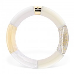 Bracelet jonc élastiqué CHAUD CACAO CREME 3 - Beige clair marbré & paillettes PARABAYA