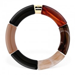 Bracelet jonc élastiqué CHAUD CACAO MOCA 3 - Taupe noir & choco PARABAYA