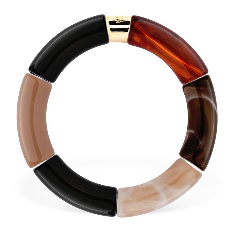 Bracelet jonc élastiqué CHAUD CACAO MOCA 3 - Taupe noir & choco PARABAYA