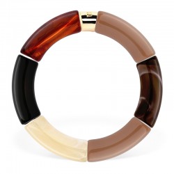 Bracelet jonc élastiqué CHAUD CACAO MOCA 1- Beige, taupe marbré & noir PARABAYA
