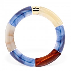 Bracelet jonc élastiqué CHAUD CACAO IGARAPE 2-  Bleu beige bleu & écaille PARABAYA