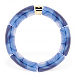 Bracelet jonc élastiqué CHAUD CACAO MONO IGARAPE 1- Bleu marbré PARABAYA