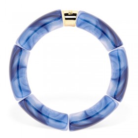 Bracelet jonc élastiqué CHAUD CACAO MONO IGARAPE 1- Bleu marbré PARABAYA