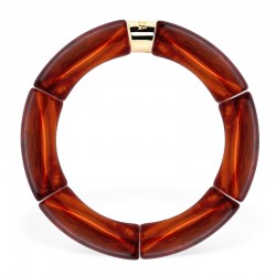 Bracelet jonc élastiqué CHAUD CACAO MONO IGARAPE 2 - Brun marbré PARABAYA
