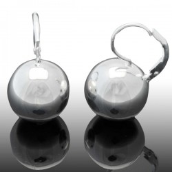 Boucles d'oreilles sur dormeuses boule argent 925 diamètre 14 mm