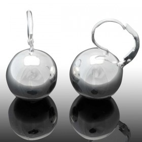 Boucles d'oreilles sur dormeuses boule argent 925 diamètre 14 mm