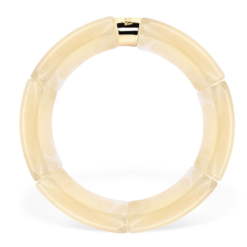 Bracelet jonc élastiqué CHAUD CACAO MONO IGARAPE 3 - Beige marbré PARABAYA
