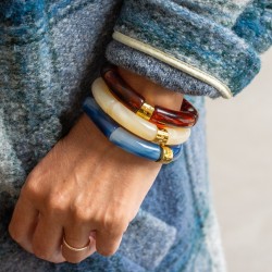 Bracelet jonc élastiqué CHAUD CACAO MONO IGARAPE 3 - Beige marbré