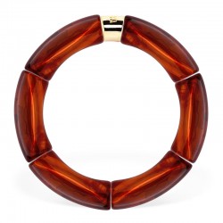Bracelet jonc élastiqué MAS GRAOU MONO FELI 2 - Marron Ecaille PARABAYA