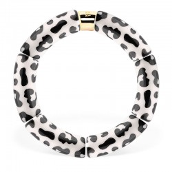 Bracelet jonc élastiqué MAS GRAOU POR FAVOR GRAOU 1- Léopard noir & blanc PARABAYA