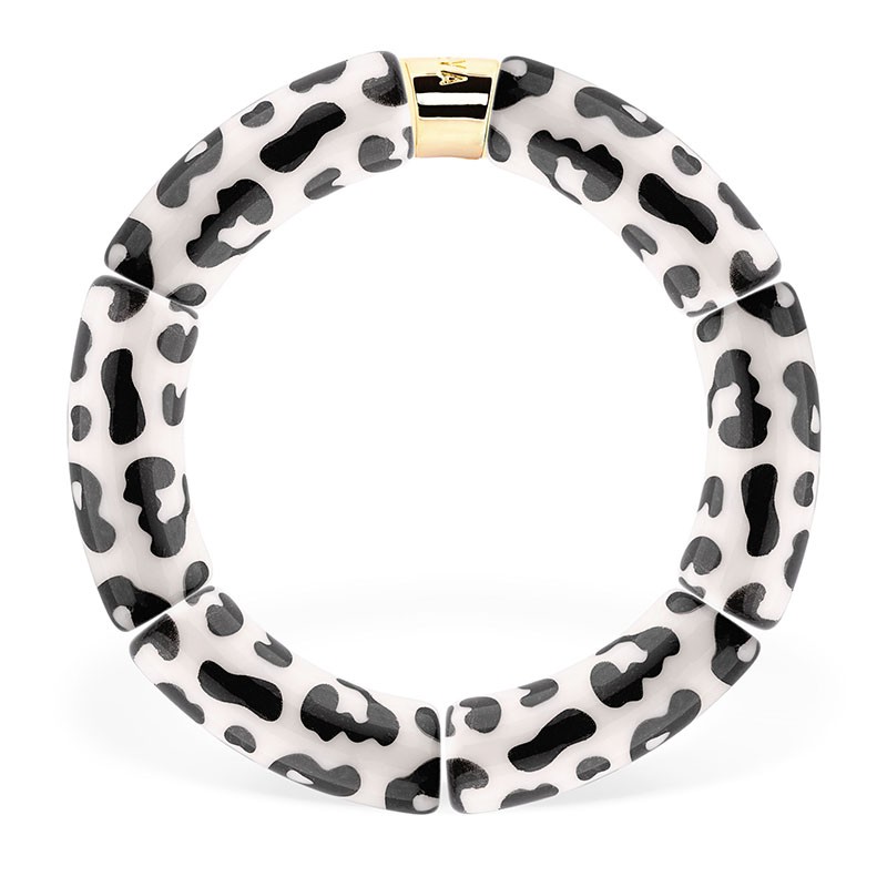 Bracelet jonc élastiqué MAS GRAOU POR FAVOR GRAOU 1- Léopard noir & blanc PARABAYA