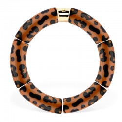 Bracelet jonc élastiqué MAS GRAOU POR FAVOR GRAOU 2- Léopard brun & noir PARABAYA