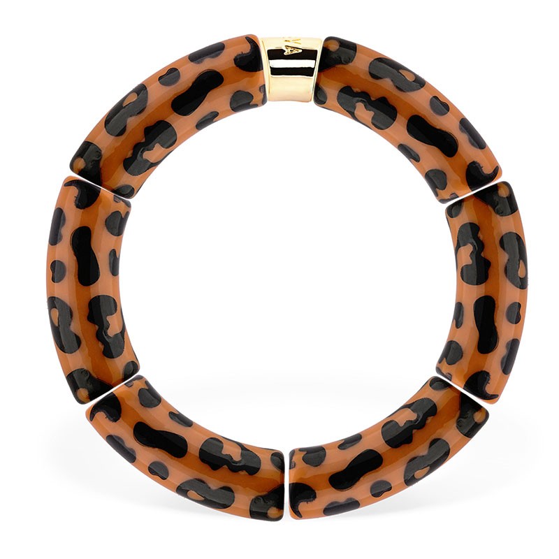 Bracelet jonc élastiqué MAS GRAOU POR FAVOR GRAOU 2- Léopard brun & noir PARABAYA
