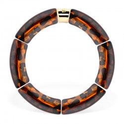 Bracelet jonc élastiqué MAS GRAOU POR FAVOR GRAOU 3 - Léopard écaille & noir PARABAYA