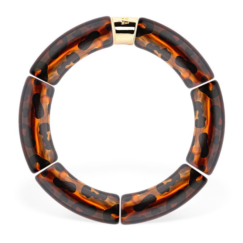 Bracelet jonc élastiqué MAS GRAOU POR FAVOR GRAOU 3 - Léopard écaille & noir PARABAYA