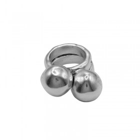 Grosse bague Métal ajustable SPHERIK - Deux anneaux avec boules - Ciclon