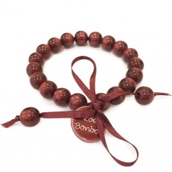Bracelet élastiqué Perles Résine VIN NACRE & ruban satin - 1cm