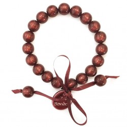 Bracelet élastiqué Perles Résine VIN NACRE & ruban satin - 1cm - ZOE BONBON