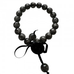 Bracelet élastiqué Perles Résine NOIR PAILLETTE & ruban satin - 1cm - ZOE BONBON