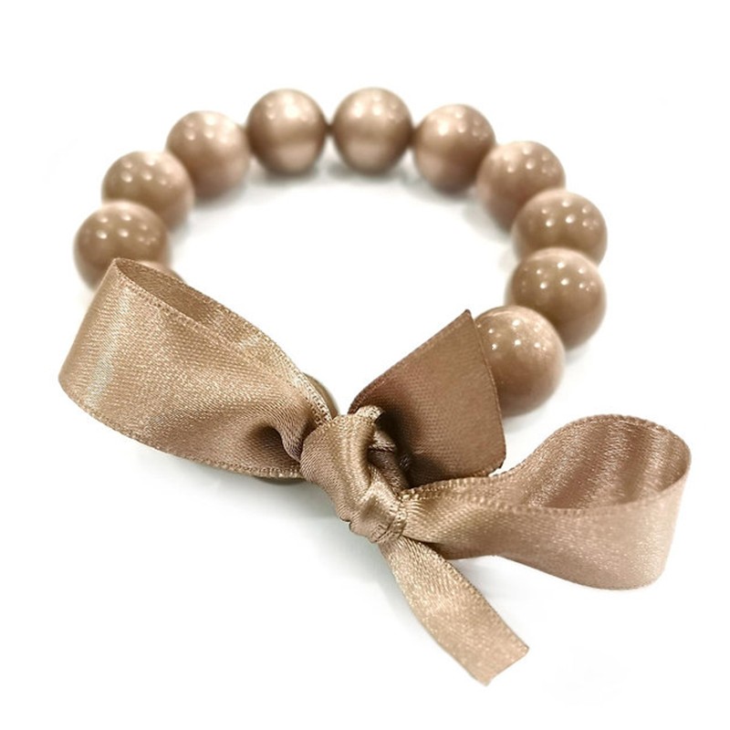 Bracelet élastiqué Perles Résine MARRON GLACE NACRE & ruban satin - 1,4 cm - ZOE BONBON Bracelet élastiqué Perles Résine MARRON GLACE NACRE & ruban satin - 1,4 cm - ZOE BONBON