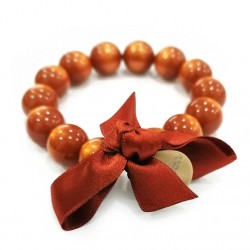 Bracelet élastiqué Perles Résine TERRACOTTA NACRE & ruban satin - 1,4 cm - ZOE BONBON