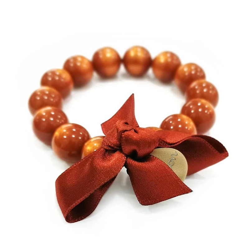 Bracelet élastiqué Perles Résine TERRACOTTA NACRE & ruban satin - 1,4 cm - ZOE BONBON Bracelet élastiqué Perles Résine TERRACOTTA NACRE & ruban satin - 1,4 cm - ZOE BONBON