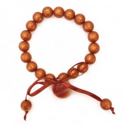 Bracelet élastiqué Perles Résine TERRACOTTA NACRE & ruban satin - 1cm - ZOE BONBON