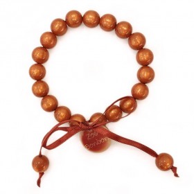Bracelet élastiqué Perles Résine TERRACOTTA NACRE & ruban satin - 1cm - ZOE BONBON