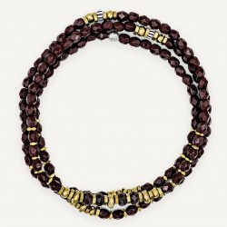 Collier & Bracelet BLONDIE 3 BORDEAUX tours - Perles Bohèmes, Nacres & Hématites gold - TÊTES BLONDES