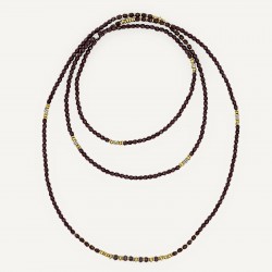 Collier & Bracelet BLONDIE BORDEAUX 6 tours - Perles Bohèmes & Hématites gold
