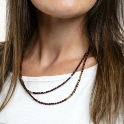 Collier & Bracelet BLONDIE BORDEAUX 6 tours - Perles Bohèmes & Hématites gold