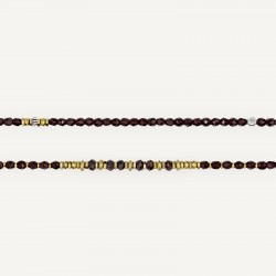 Collier & Bracelet BLONDIE BORDEAUX 6 tours - Perles Bohèmes & Hématites gold
