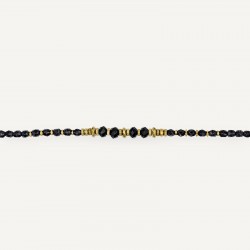 Collier Bracelet BLONDIE MIDNIGHT 3 tours - Perles noires & Hématites gold