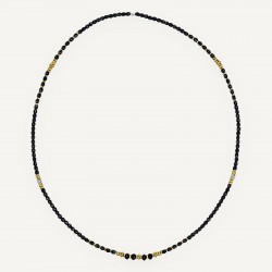Collier Bracelet BLONDIE MIDNIGHT 3 tours - Perles noires & Hématites gold