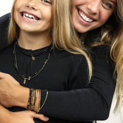 Collier & Bracelet BLONDIE MIDNIGHT 6 tours - Perles Bohèmes, Nacres & Hématites gold