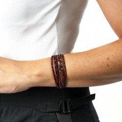 Collier & Bracelet NADEGE BORDEAUX 6 tours - Perles Bohèmes, Jaspes & Hématites gold