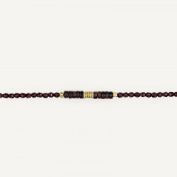 Collier & Bracelet NADEGE BORDEAUX 6 tours - Perles Bohèmes, Jaspes & Hématites gold