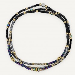 Collier & Bracelet STELLA ALMA VIOLET 3 tours - Hématites gold & violette - TÊTES BLONDES
