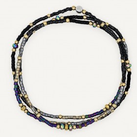Collier & Bracelet STELLA ALMA VIOLET 3 tours - Hématites gold & violette - TÊTES BLONDES