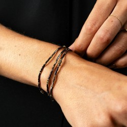 Collier & Bracelet STELLA ALMA VIOLET 3 tours - Hématites gold & violette