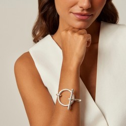 Bracelet Jonc MANILLE métal - Anneau large & grande Barrette design