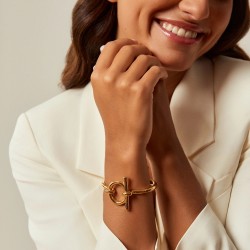 Bracelet Jonc LOOP métal - Boucle équine ronde & Barrette design