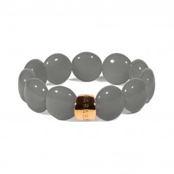 Bracelet élastiqué BOMBOM CINZA - Perles pastilles bombées gris - PARABAYA