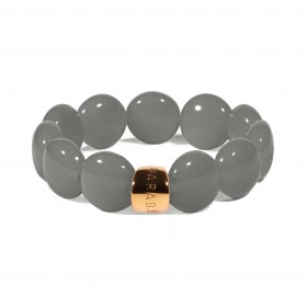 Bracelet élastiqué BOMBOM CINZA - Perles pastilles bombées gris - PARABAYA