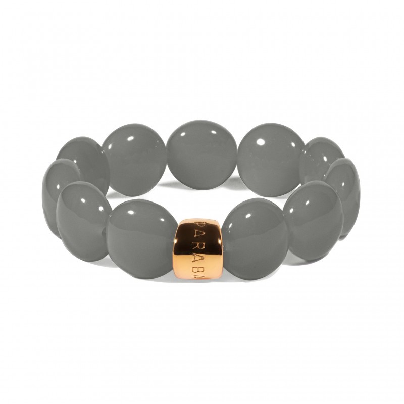 Bracelet élastiqué BOMBOM CINZA - Perles pastilles bombées gris - PARABAYA Bracelet élastiqué BOMBOM CINZA - Perles pastilles bombées gris - PARABAYA