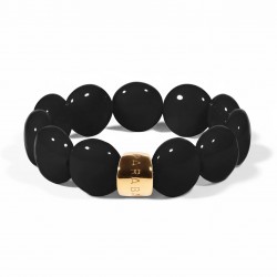 Bracelet élastiqué BOMBOM RISTRETTO - Perles pastilles bombées noires - PARABAYA