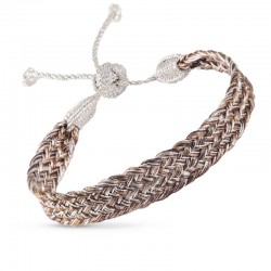 Bracelet BOX 1 Silver Cocoa Espresso - Fils d'or tressés - Maaÿaz