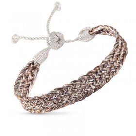Bracelet BOX 1 Silver Cocoa Espresso - Fils d'or tressés - Maaÿaz