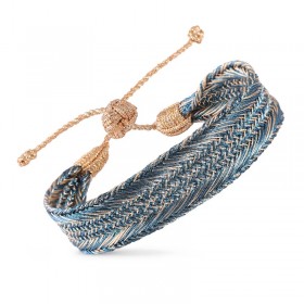 Bracelet NERRY 1 PEACH BRIGHT PETROL - fils d'or tressés - Maaÿaz