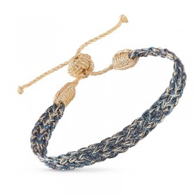 Bracelet ZYN 1 Gold Petrol Clay - fils d'or tressés bleu doré - Maaÿaz